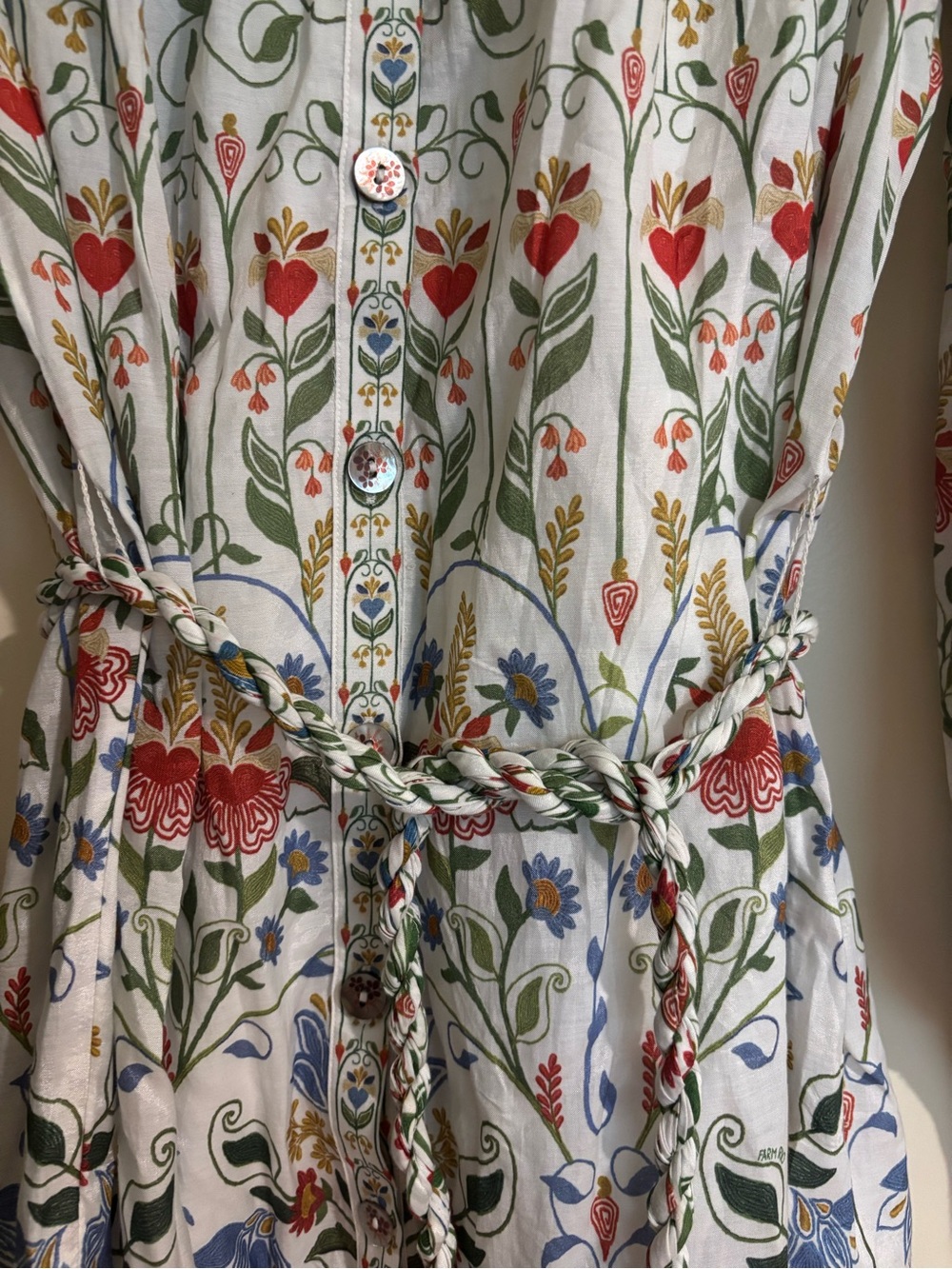 farm rio stitched garden mini dress in off white - Picture 3 of 5
